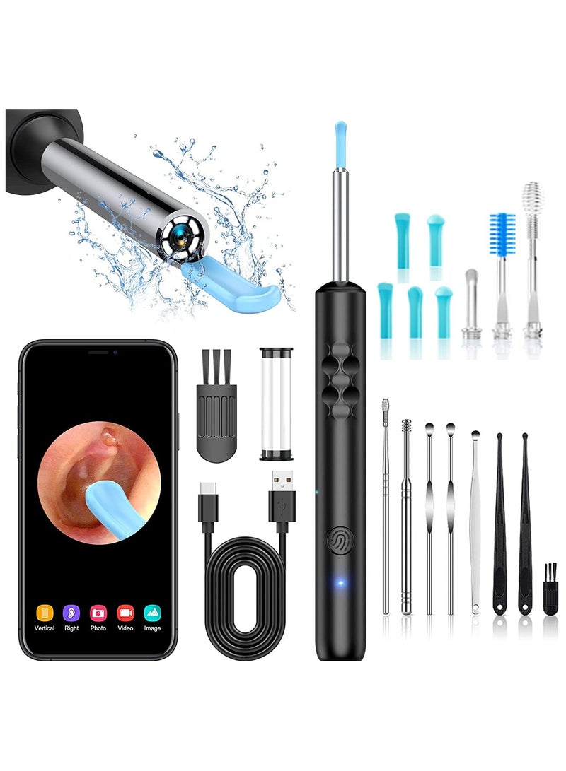 Ear Wax Removal Kit - Visible Ear Wax Remover with Camera, Otoscope with Light, Ear Cleaner with 8 Ear Pickers + 6 Ear Scoops, Wireless Ear Wax Remover for iOS, Android Phones