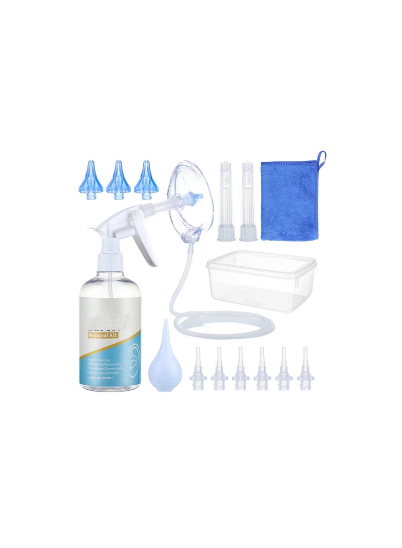 Ear Wax Washing Kit Professional Ear Cleaner Set With Irrigation Water Washing Syringe And Squeeze Bulb Effective Ear Wax Removal Tool For Adults And Kids (500ml)