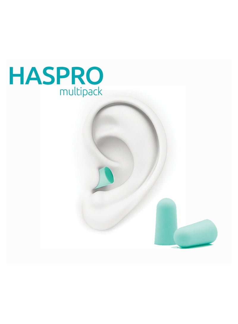 HASPRO [50 PAIRS] Eco-Friendly Bulk Pack, Ultra Soft Foam Earplugs in GIGA Tube with Carry Case, Best Earplugs for Noise Canceling, Snoring, Work, DIY, Noise Redcution SNR 38dB (Mint)