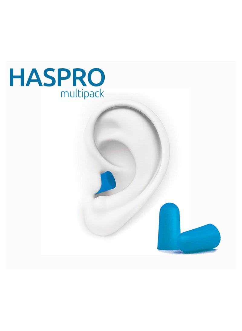 HASPRO [50 PAIRS] Eco-Friendly Bulk Pack, Ultra Soft Foam Earplugs in GIGA Tube with Carry Case, Best Earplugs for Noise Canceling, Snoring, Work, DIY, Noise Reduction SNR 38dB (Blue)