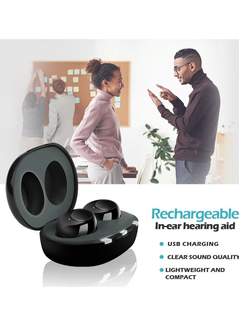 Rechargeable Hearing Amplifier Digital Adjustable Tone for Young & Elderly Hearing Loss Sound Amplifier Voice Enhancer Hearing Aids with Charging Box