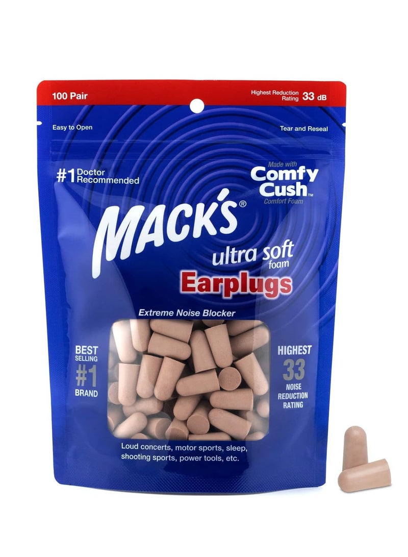 Ultra Soft Foam Earplugs, 50 Pair - 33dB Highest NRR