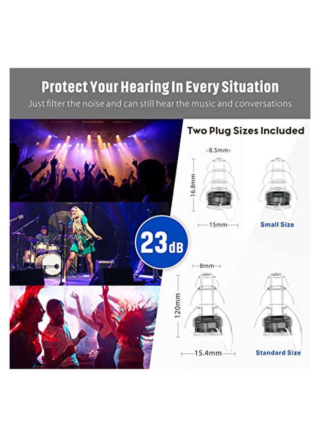 2 Pairs High Fidelity Concert Ear Plugs, Hearing Protection For Musicians - 23db