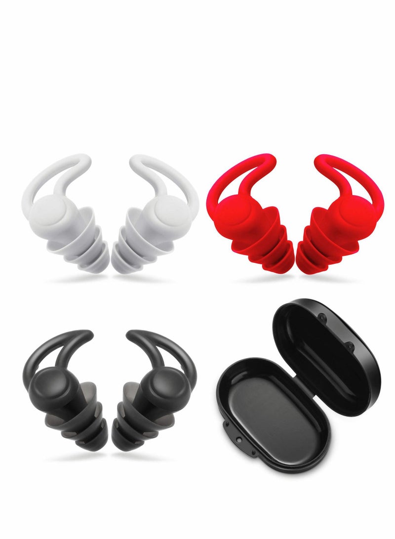 Ear Plugs for Sleeping Noise Reduction, 3 Pairs Silicone Sleep Earplugs Reusable Hearing Protection Sound Blocking Snoring Swimming Musician Construction