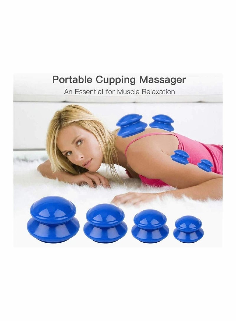 Silicone Cupping Therapy Set 4PCS Massage Vacuum Cups, Anti Cellulite Acupuncture Massager Cup Kit, Portable Face Body