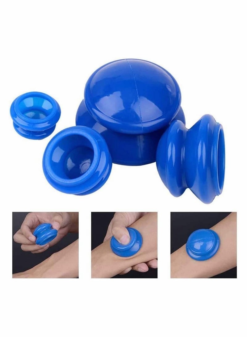 Silicone Cupping Therapy Set 4PCS Massage Vacuum Cups, Anti Cellulite Acupuncture Massager Cup Kit, Portable Face Body