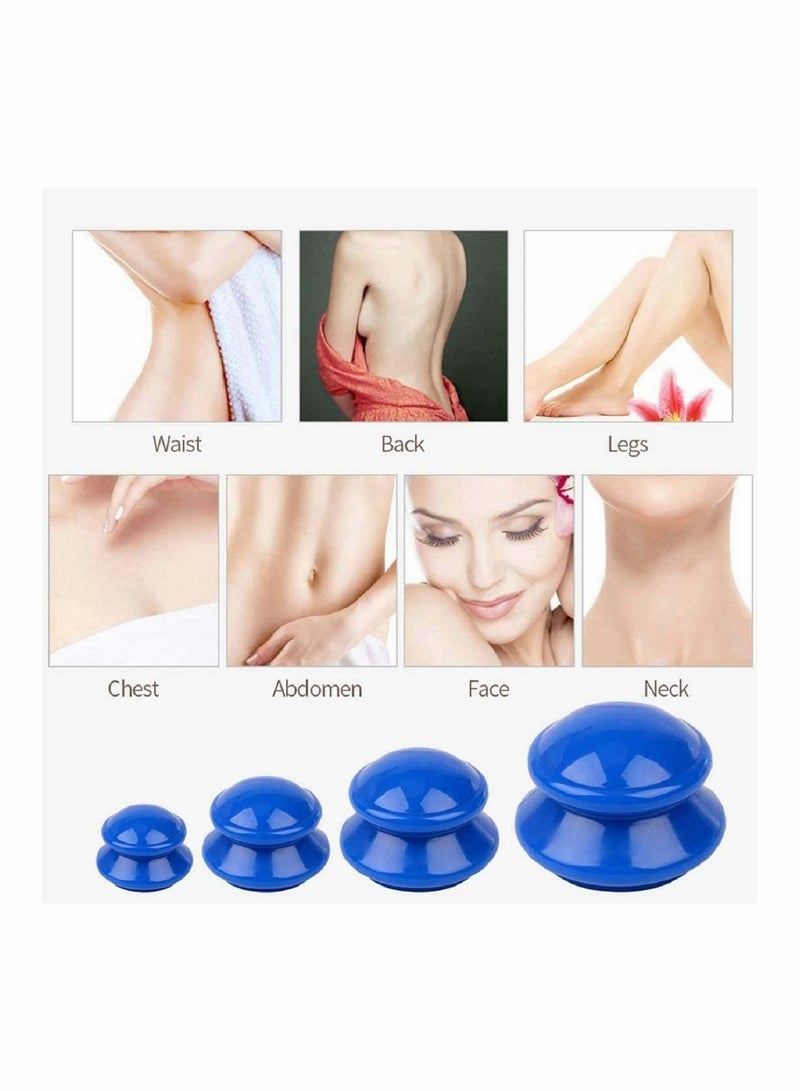 Silicone Cupping Therapy Set 4PCS Massage Vacuum Cups, Anti Cellulite Acupuncture Massager Cup Kit, Portable Face Body