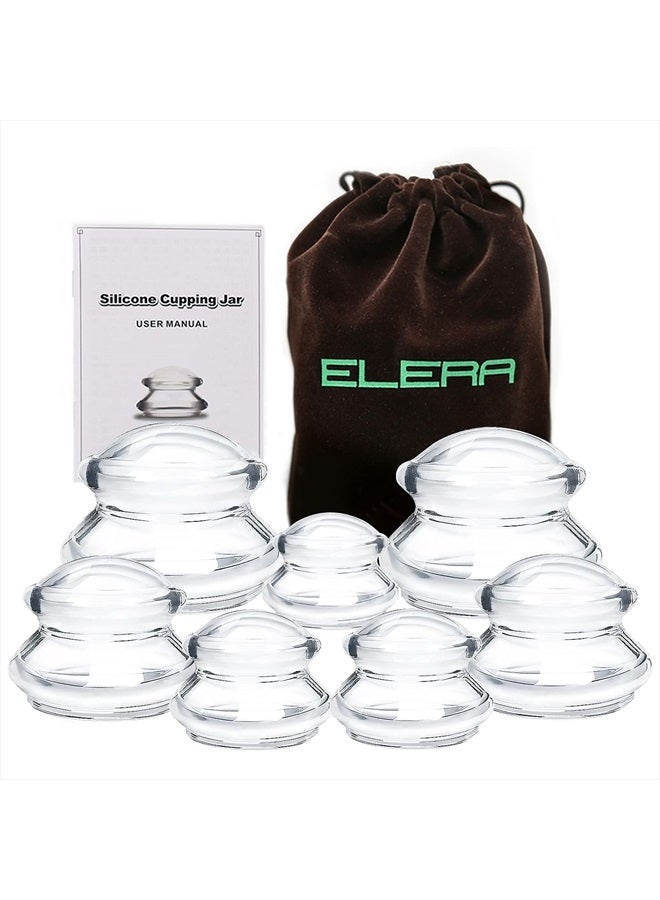 Silicone Cupping Therapy Set, Professionally Chinese Massage Cups for Cupping Therapy and Cellulite Reduction (7 Cups)