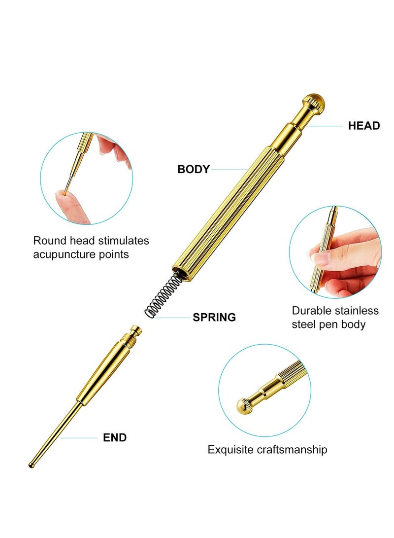 Massage Tools Acupuncture Pen Self Gua Sha Pointing with Silver Stainless Steel Ear Point Gold Double Headed 4PCS