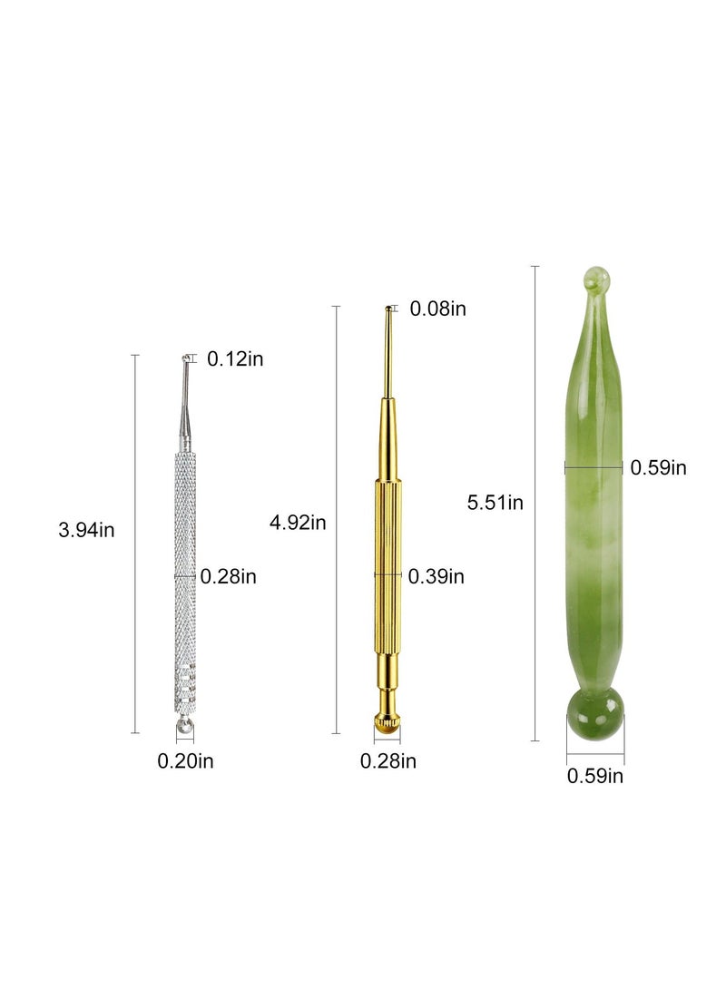 Massage Tools Acupuncture Pen Self Gua Sha Pointing with Silver Stainless Steel Ear Point Gold Double Headed 4PCS