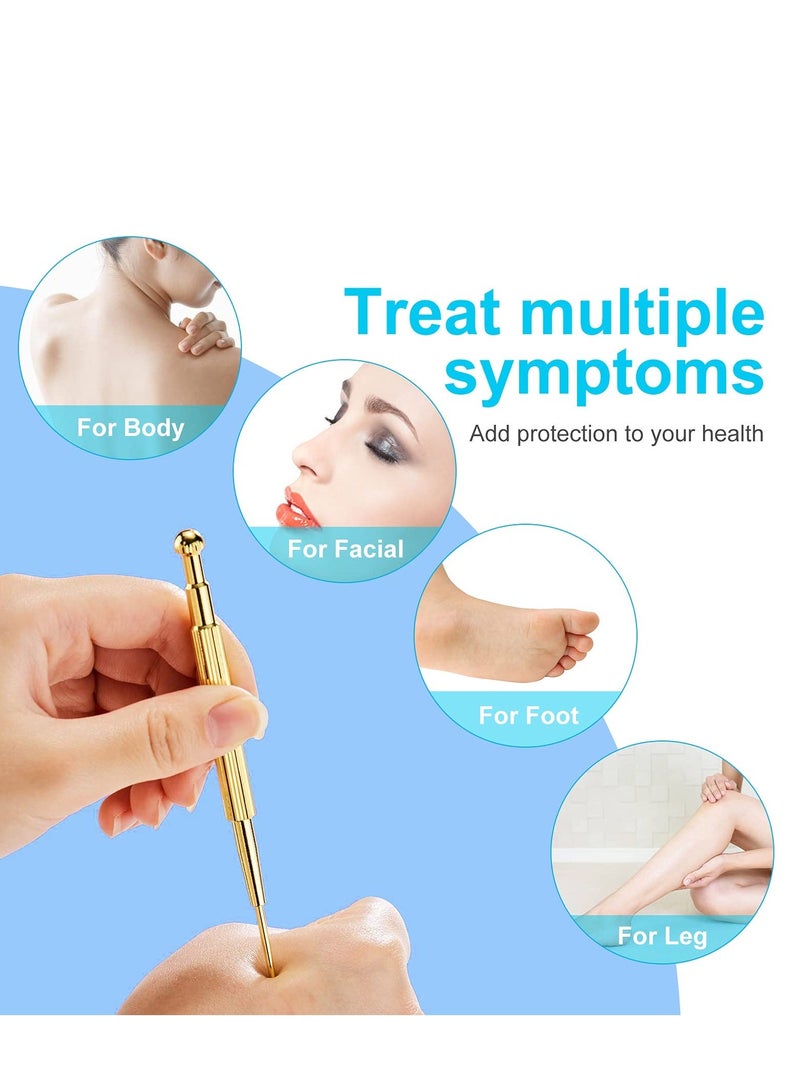 Massage Tools Acupuncture Pen Self Gua Sha Pointing with Silver Stainless Steel Ear Point Gold Double Headed 4PCS