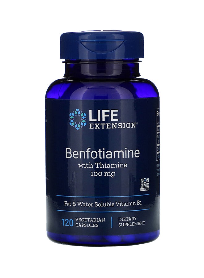 Benfotiamine With Thiamine 100 mg, 120 Vegetarian Capsules