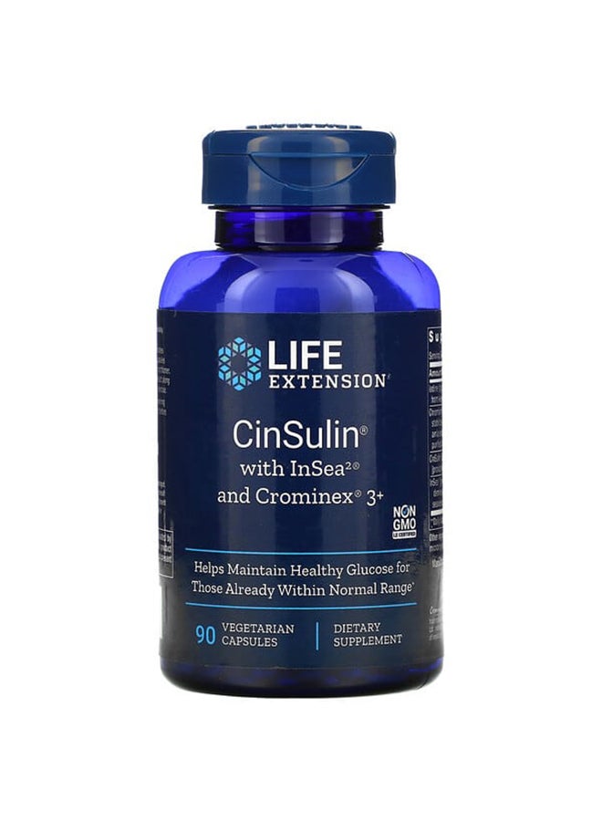 CinSulin With InSea2 And Crominex 3+ Dietary Supplement - 90 Vegetarian Capsules