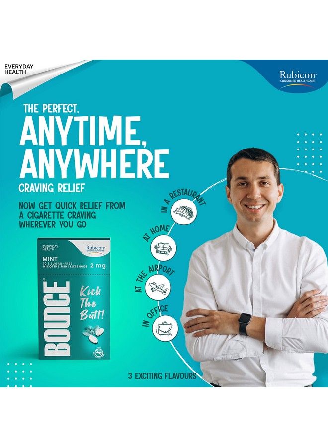 Bounce Nicotine Mini Lozenge 2 Mg Mint Flavour Sugar Free Usfda Approved Helps Quit Smoking 30 Packs Of 10 Lozenges