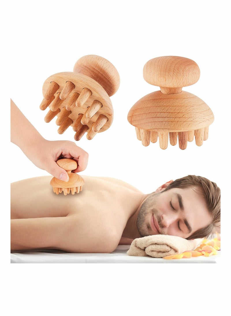 2 Pieces Wood Therapy Mushroom Massager Tool