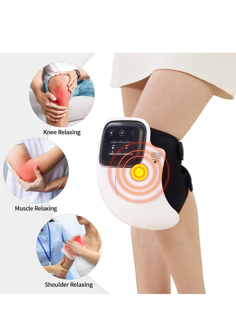 Knee Massager With Heat For Pain Relief Electric Cordless Vibration Knee Massage Device With Kneading For Arthritis and Joint Circulation Warmer Rechargeable White