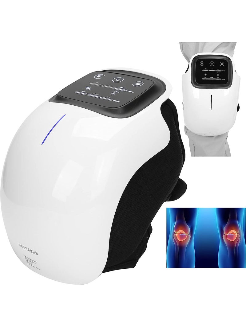 Knee Massager With Heat For Pain Relief Electric Cordless Vibration Knee Massage Device With Kneading For Arthritis and Joint Circulation Warmer Rechargeable White