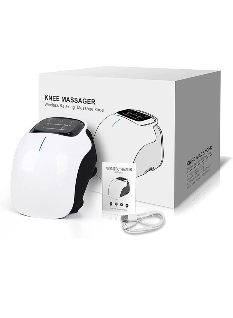 Knee Massager With Heat For Pain Relief Electric Cordless Vibration Knee Massage Device With Kneading For Arthritis and Joint Circulation Warmer Rechargeable White