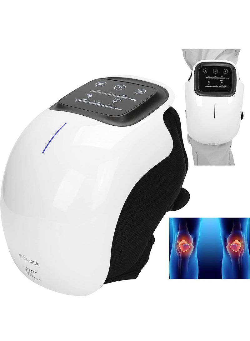 Knee Massager With Heat For Pain Relief Electric Cordless Vibration Knee Massage Device With Kneading For Arthritis and Joint Circulation Warmer Rechargeable White