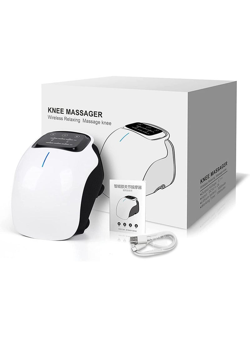 Knee Massager With Heat For Pain Relief Electric Cordless Vibration Knee Massage Device With Kneading For Arthritis and Joint Circulation Warmer Rechargeable White