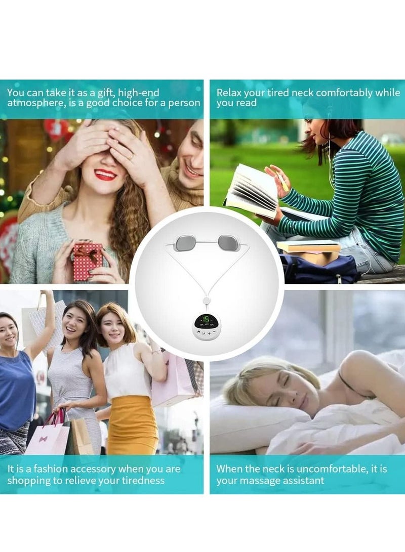 Neck Massager, EMS Pulse Hot Compress Cervical Spine Massager/Portable Pendant Shoulder Neck Hanging Neck Protector Physiotherapy Device/USB Multi-Mode Massager, Suitable for Everyone