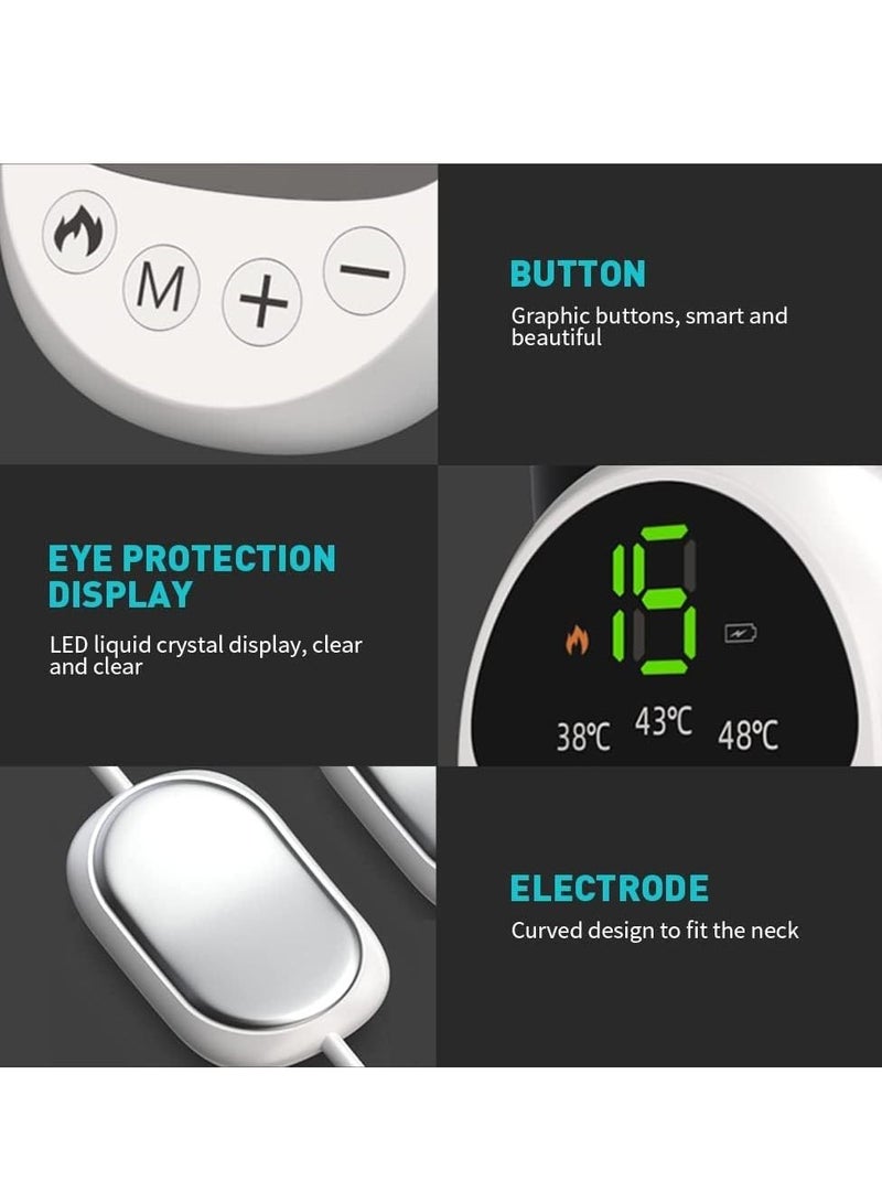 Neck Massager, EMS Pulse Hot Compress Cervical Spine Massager/Portable Pendant Shoulder Neck Hanging Neck Protector Physiotherapy Device/USB Multi-Mode Massager, Suitable for Everyone