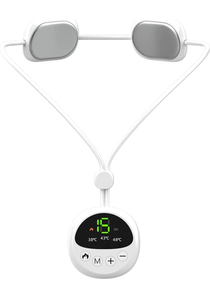 Neck Massager, EMS Pulse Hot Compress Cervical Spine Massager/Portable Pendant Shoulder Neck Hanging Neck Protector Physiotherapy Device/USB Multi-Mode Massager, Suitable for Everyone