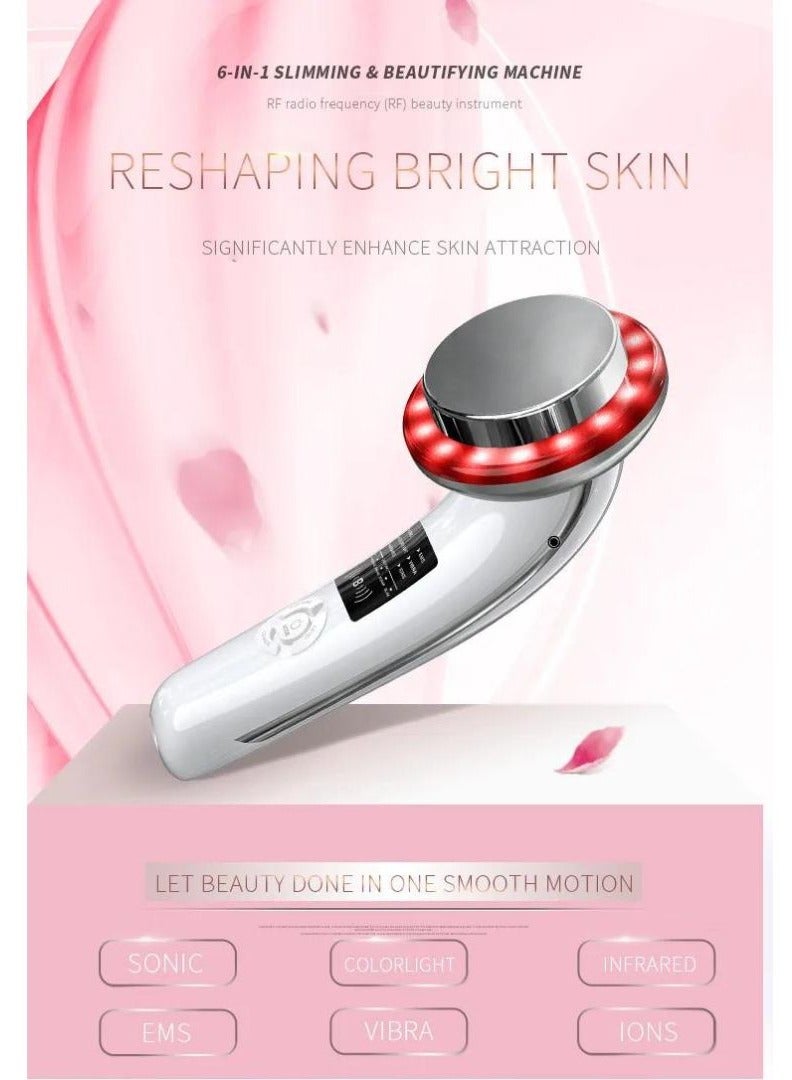 6 in 1 Ultrasonic Slimming Instrument, Blue Red Light Skin Care Device for Shoulder Arm Leg Waist Hip Massage and Skin Lifting Tighting Beauty Machine