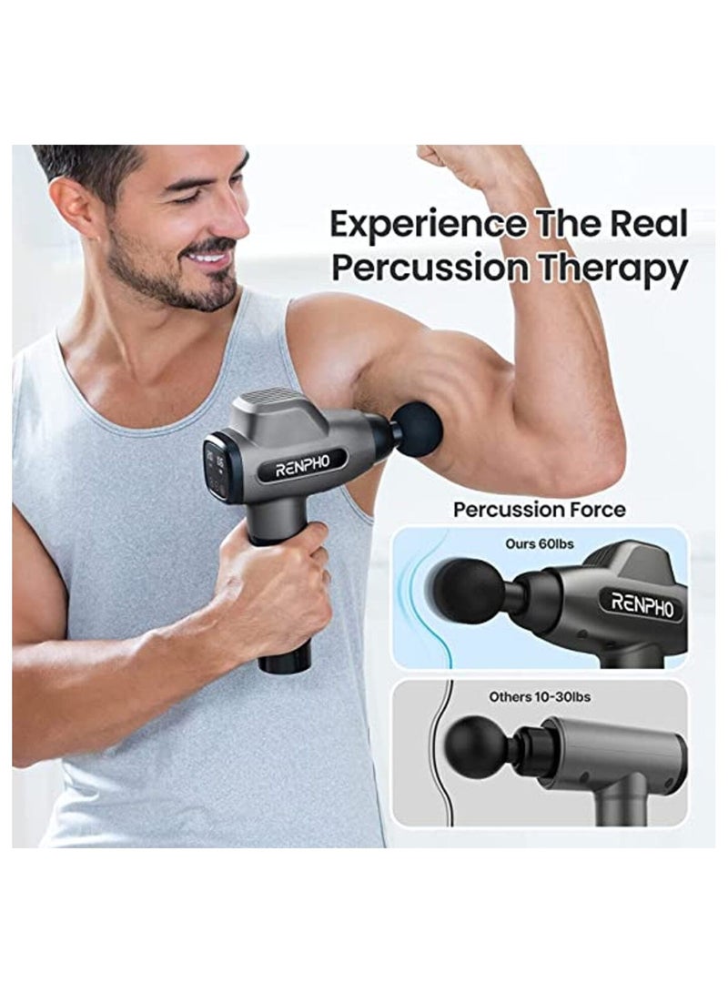 Percussion Massage Gun, Professional Powerful Quiet Deep Tissue Massager, 20 Speeds, Electric Massage Gun With Case, 6 Massage Heads