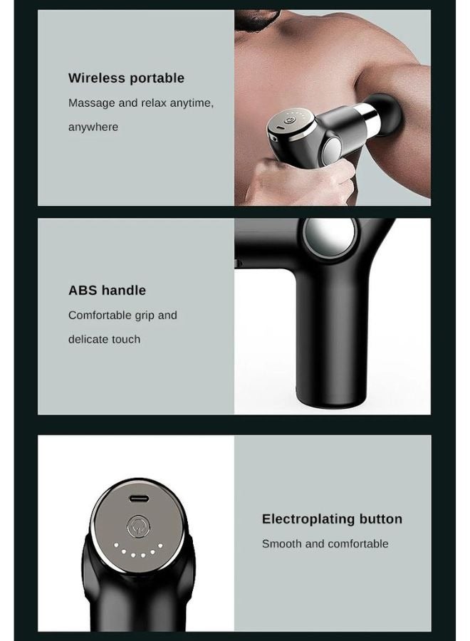 Mini Massage Gun Deep Tissue, Portable 6 Speeds Percussion Muscle Massager with 4 Massage Heads 1800mAh Battery & Type-C Charging, 35dB Super Quiet Massage Gun for Muscle Pain Relief