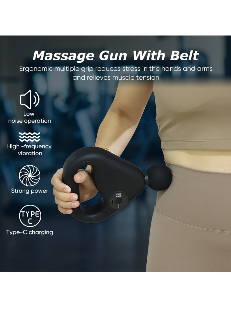 Deep Tissue Muscle Electric Massage Gun Massage Belt Slimming Massager Vibration Massage Gun with Belt Percussion Vibration with 8 Heads Portable Gun Massager For Targeted Pain Relief,Muscle Soreness