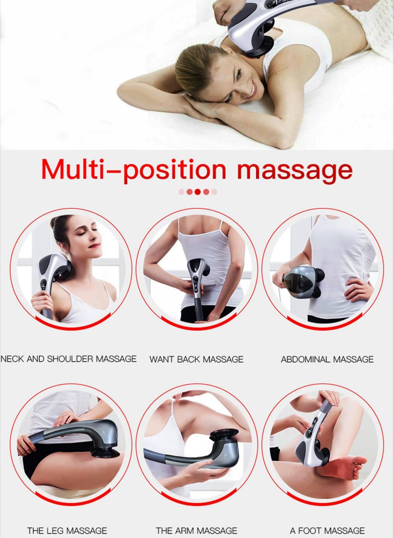 Electric Portable Double Head Massager Full Body Handheld Dual Heating Vibration Infrared Deep Tissue Massage Percussion For Neck Shoulder Back Arms Leg Foot Calf Muscle Relax Hand Tension Pain Relief