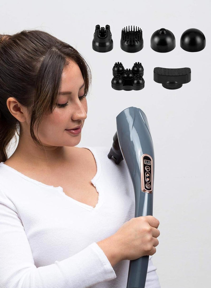 Electric Handheld Massager with 6 Interchangeable Heads for Deep Tissue Percussion Vibration and Targeted Muscle Relief