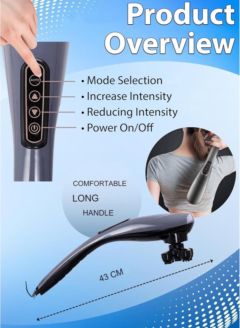 Electric Handheld Massager with 6 Interchangeable Heads for Deep Tissue Percussion Vibration and Targeted Muscle Relief