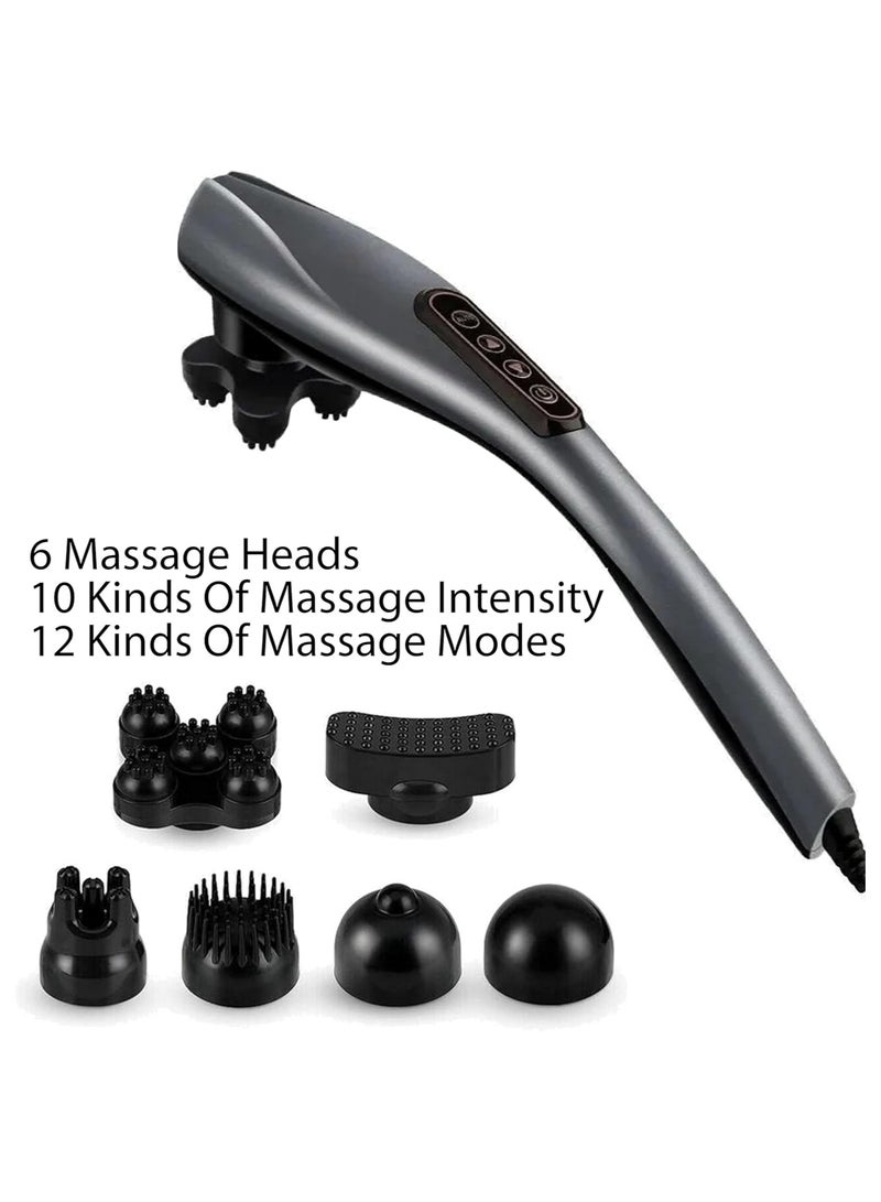 Electric Handheld Massager with 6 Interchangeable Heads for Deep Tissue Percussion Vibration and Targeted Muscle Relief