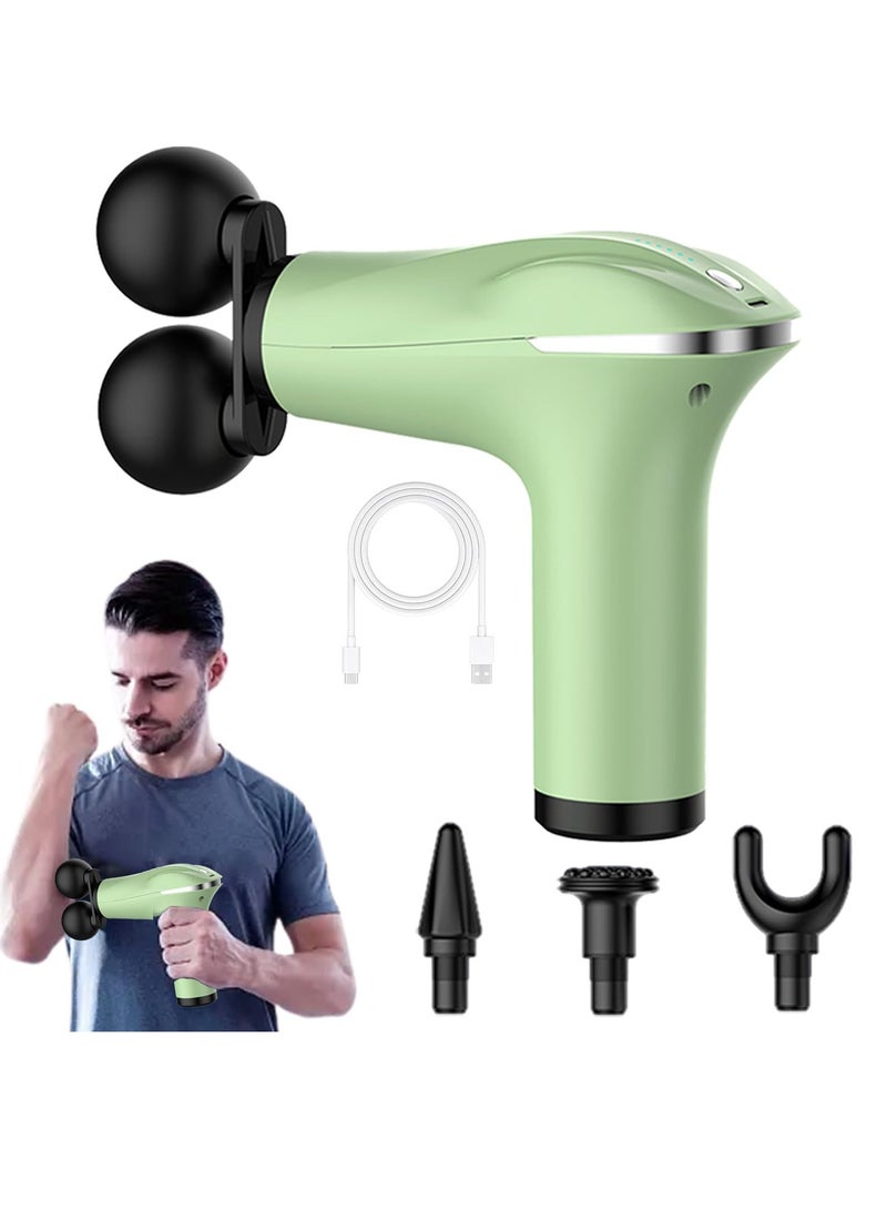 Massager Gun Pro Deep Tissue Therapy Pain Relief Body Massager Tool Double-Headed Electric Vibration Percussion Muscle Quiet Massage Device 6 Speed Portable Handheld Back Massager