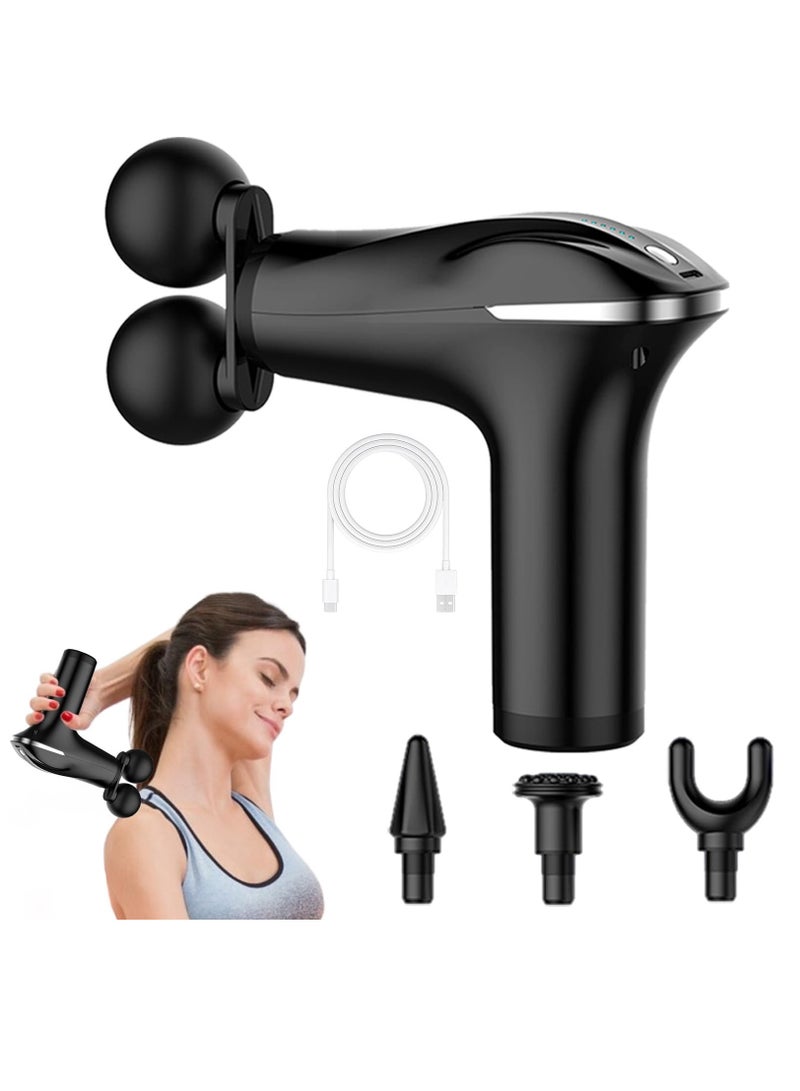 Massager Gun Pro Deep Tissue Therapy Pain Relief Body Massager Tool Double-Headed Electric Vibration Percussion Muscle Quiet Massage Device 6 Speed Portable Handheld Back Massager