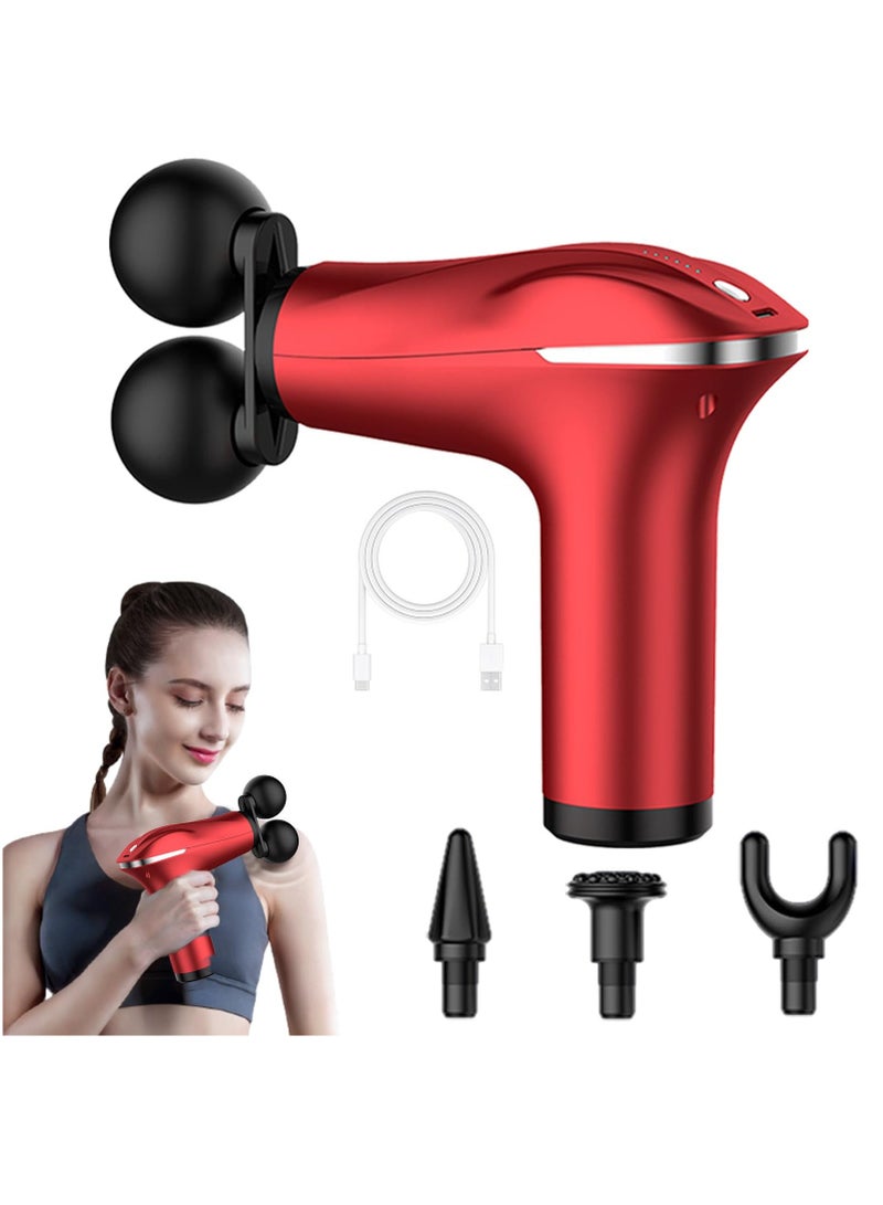 Massager Gun Pro Deep Tissue Therapy Pain Relief Body Massager Tool Double-Headed Electric Vibration Percussion Muscle Quiet Massage Device 6 Speed Portable Handheld Back Massager