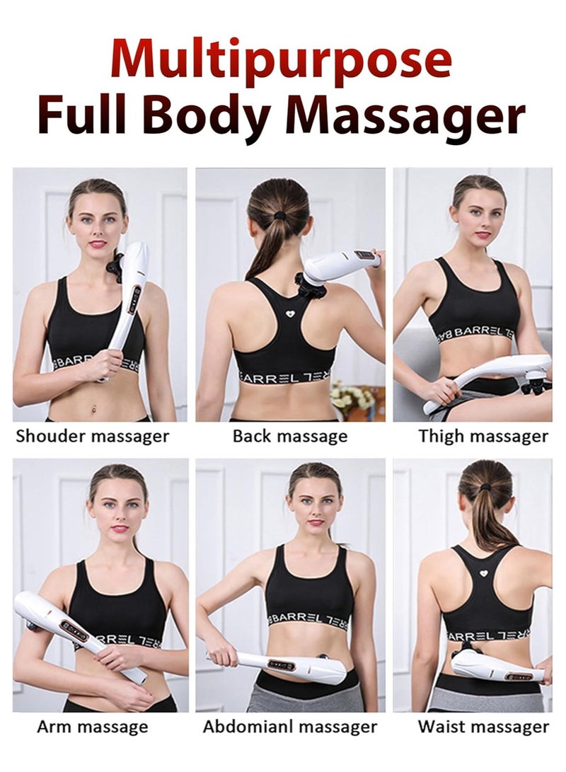 Electric Handheld 6 Heads Full Body Massager With Long Handle Deep Tissue Hammer Massage Percussion Vibration For Neck Shoulder Back Arms Leg Foot Calf Muscle Relax Pain Hand Tension Relief