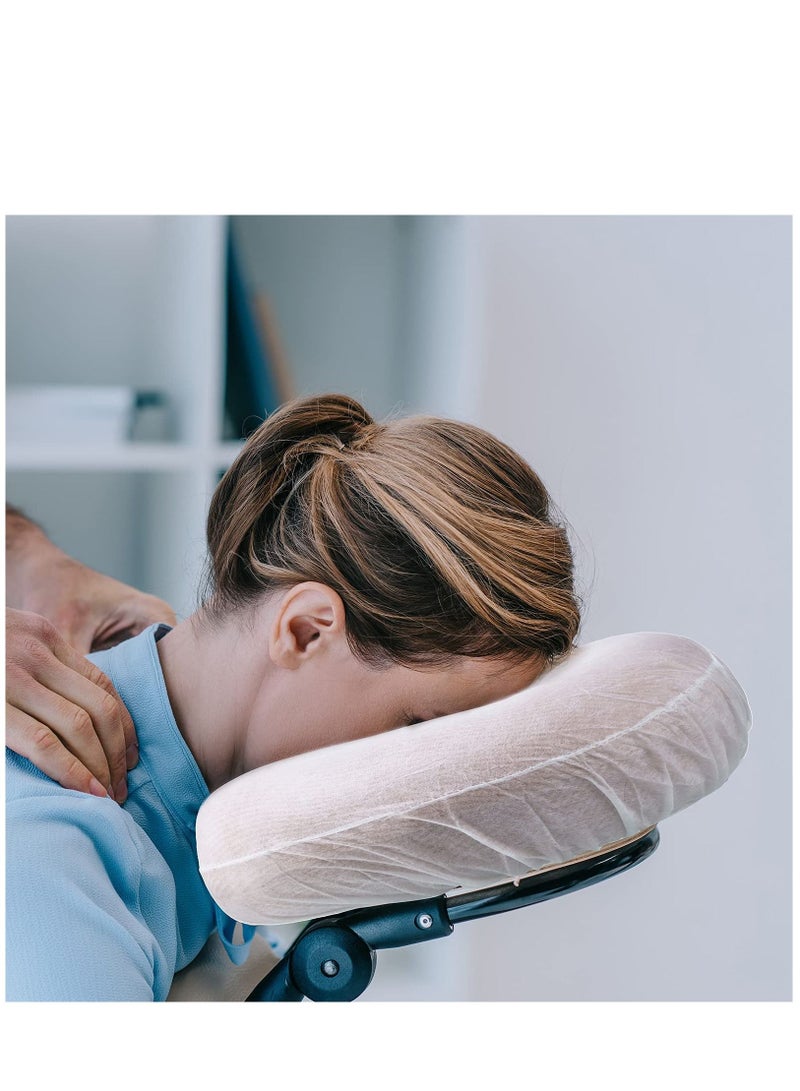 100 Pieces Disposable Headrest Covers Disposable Massage Covers Massage Headrest Covers Non-Sticking Cradle Cover Non-woven U-shaped Cradle Cover for Massage Tables