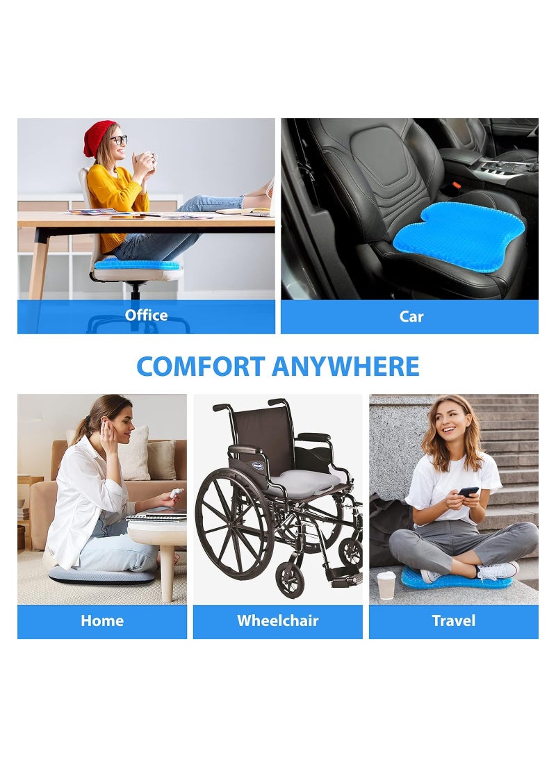 Gel Seat Cushion, U-shaped Breathable Honeycomb Design Gel Seat Cushion, Memory Cushion for Tailbone Pain Pressure Relief, for Long Sitting, Sciatica, Tailbone Pain Relief, Office Wheelchair Cushion