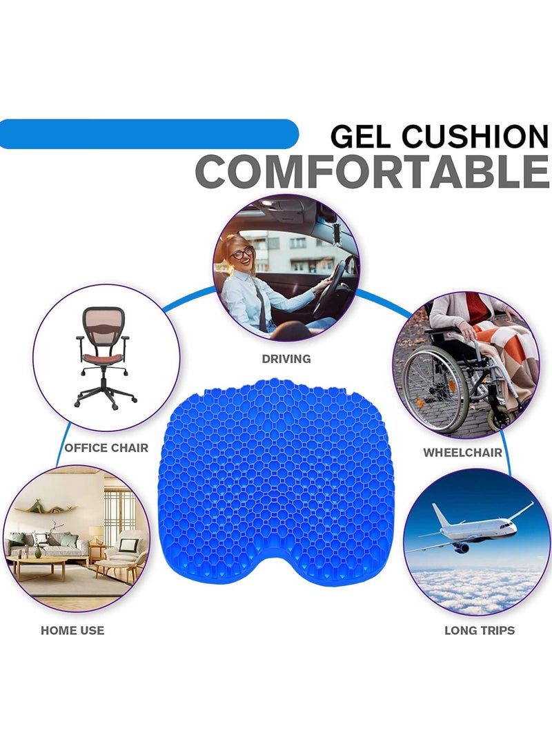 Gel Seat Cushion, U-shaped Breathable Honeycomb Design Gel Seat Cushion, Memory Cushion for Tailbone Pain Pressure Relief, for Long Sitting, Sciatica, Tailbone Pain Relief, Office Wheelchair Cushion