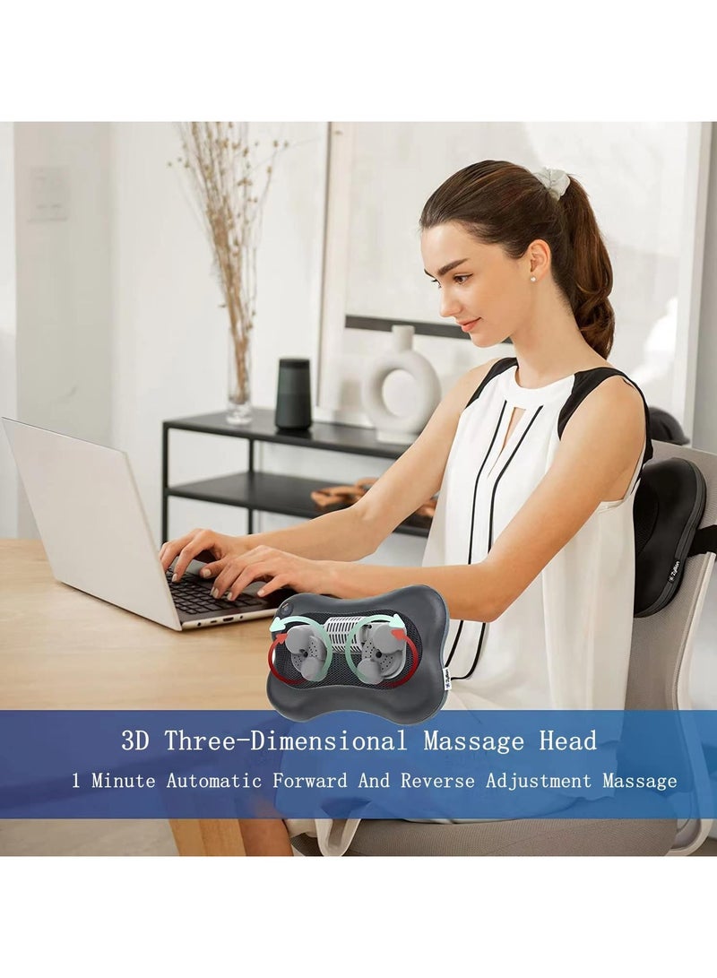 Back And Neck Thermal Massager - 3D Deep Tissue Acupressure Massage Pillow Electric Massage Pillow For Back Shoulders Legs Feet Body Muscle Pain Relief Use At Home Car Office