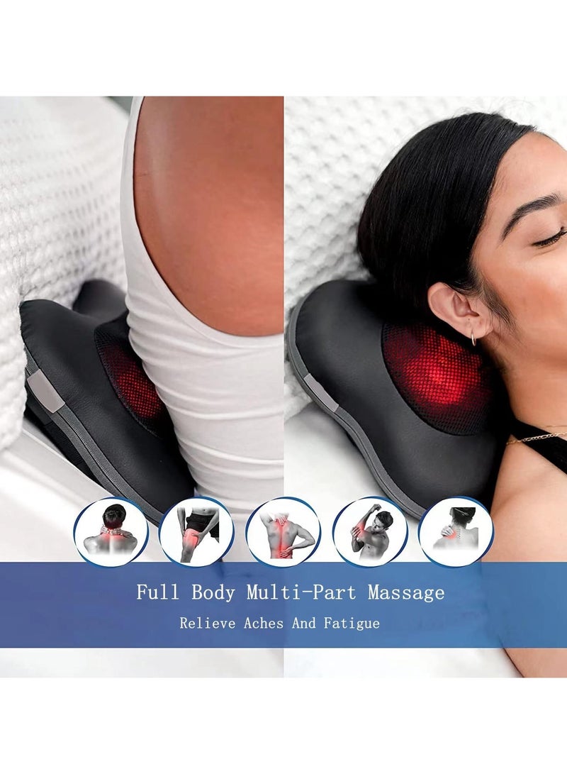 Back And Neck Thermal Massager - 3D Deep Tissue Acupressure Massage Pillow Electric Massage Pillow For Back Shoulders Legs Feet Body Muscle Pain Relief Use At Home Car Office