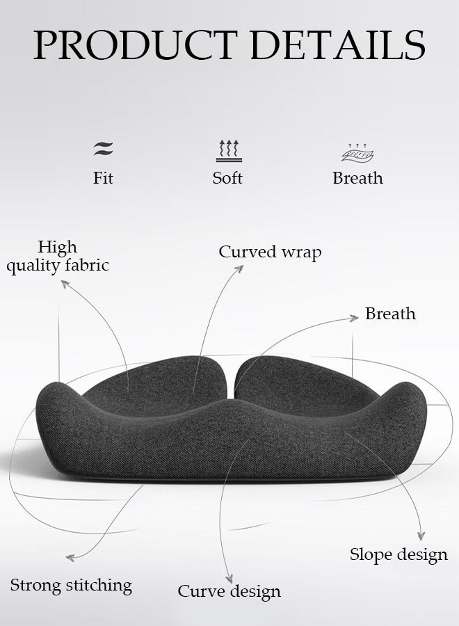 Memory Foam Seat Cushion Pillow For Office Chair And Car Seat Firm Coccyx Pad For Tailbone Pain Relief Reduce Tailbone Pressure and Improve Comfort Orthopedic Sciatica Hip Pain Relief