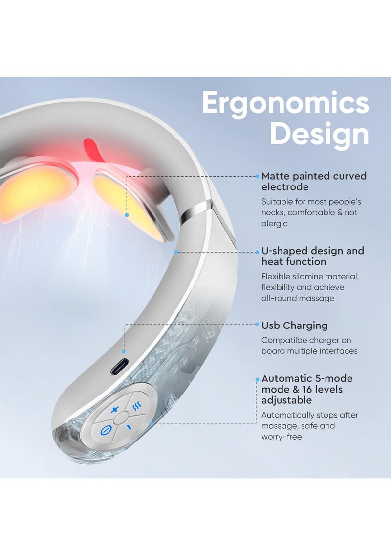 Smart Neck Massager Intelligent Electric Neck Massager with Heat for Pain Relief Deep Tissue Portable Cordless Neck Shoulder Massager