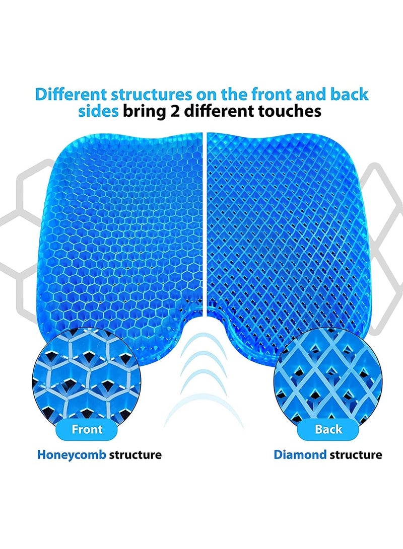 Gel Seat Cushion, U-shaped Breathable Honeycomb Design Gel Seat Cushion, Memory Cushion for Tailbone Pain Pressure Relief, for Long Sitting, Sciatica, Tailbone Pain Relief, Office Wheelchair Cushion