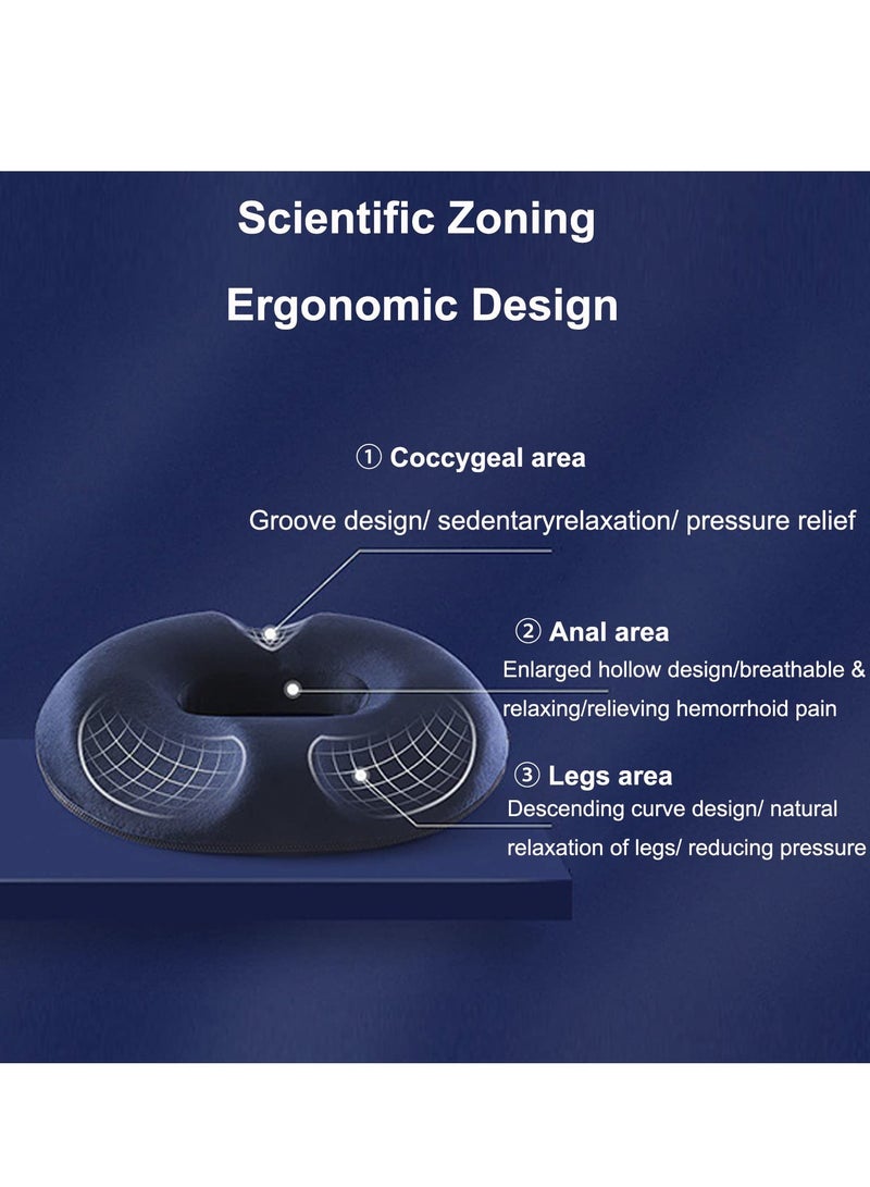 Memory Foam Seat Cushion, Donut Pillow Hemorrhoid Seat Cushion, Ergonomic Innovations Donut Cushion for Tailbone Hemorrhoid Orthopedic Comfort Cushion Tailbone for Office, Wheelchair, Home