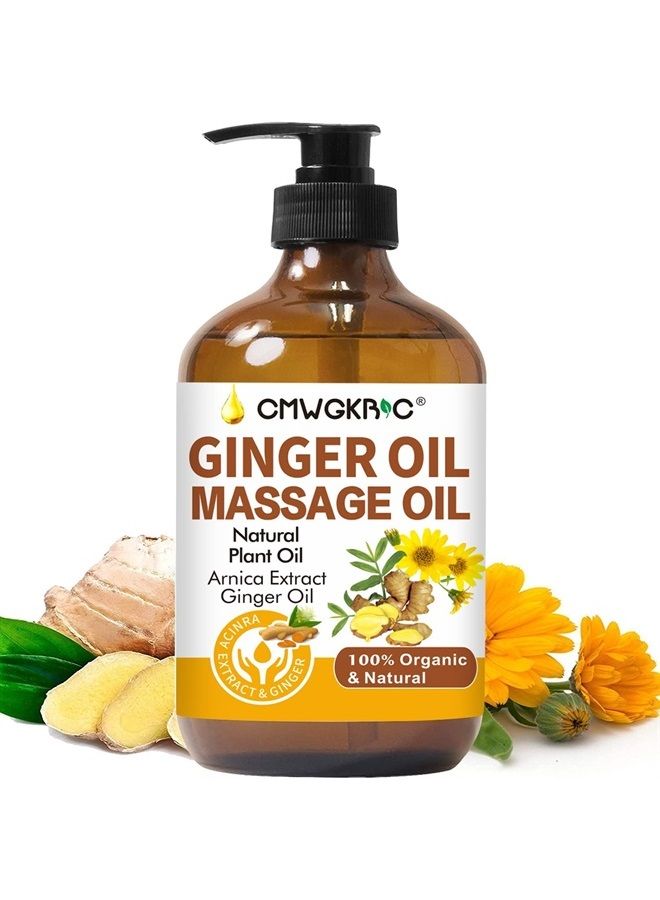 Ginger Oil, Ginger Massage Oil for Lymphatic Drainage, Arnica Oil, 100% Natural Massage Oil with Grape Seed Oil, Arnica Extract, Vitamin E Oil and Ginger Oil-Warming and Relaxing