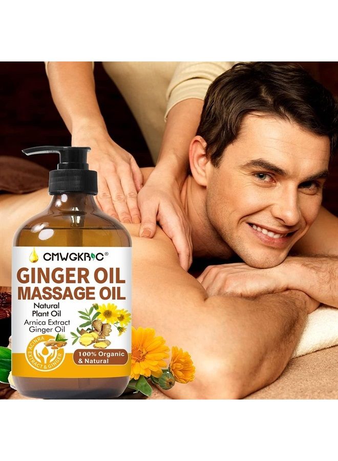 Ginger Oil, Ginger Massage Oil for Lymphatic Drainage, Arnica Oil, 100% Natural Massage Oil with Grape Seed Oil, Arnica Extract, Vitamin E Oil and Ginger Oil-Warming and Relaxing